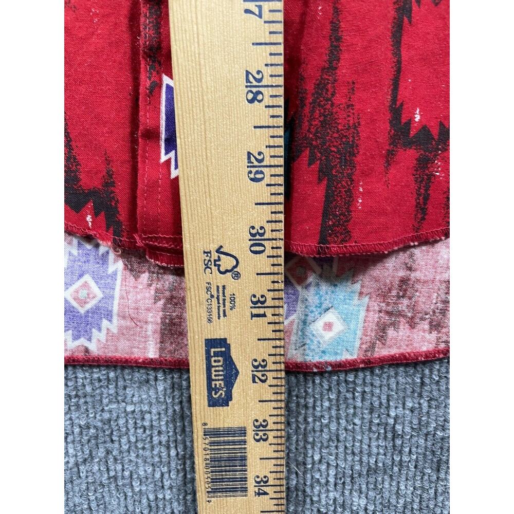 Vintage Wrangler Button Up Extra Long Tail Shirt Men's 17.5-36 Red Cowboy - Picture 11 of 14